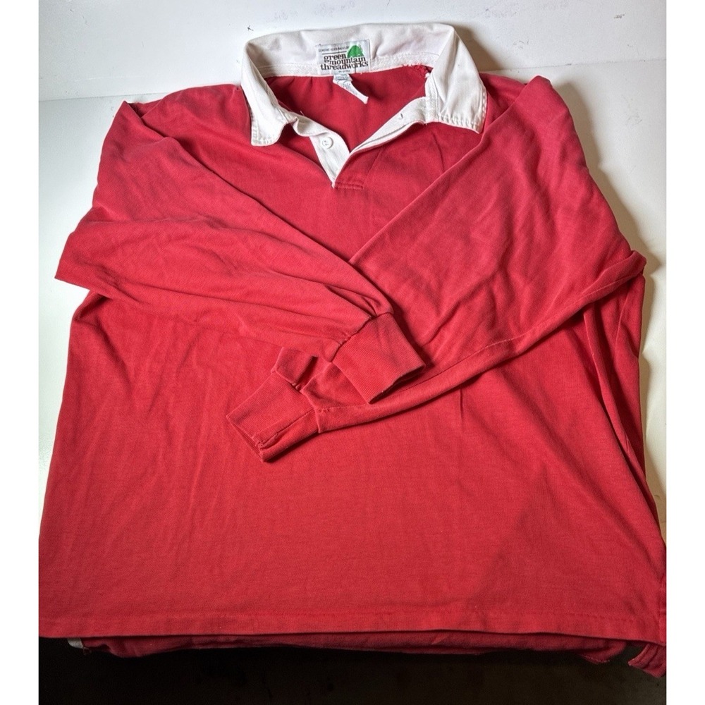 Green Mountain Rugby Shirt Size XL Red Well-Worn and Comfy! (21E)